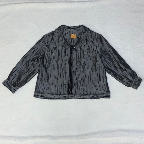 Ruby Rd. - Grey & Black Lightweight Button Down Jacket - Picture 3 of 10